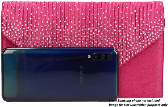 Borsa per donna con pietre strass, modello a sacchetto, rosa (rosa) unico taglio