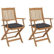Sedie da Giardino Pieghevoli 2 pz con Cuscini Massello Acacia cod mxl 52172