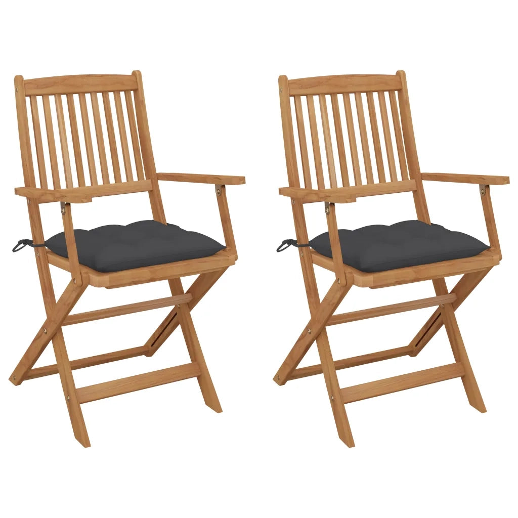 Sedie da Giardino Pieghevoli 2 pz con Cuscini Massello Acacia cod mxl 52172