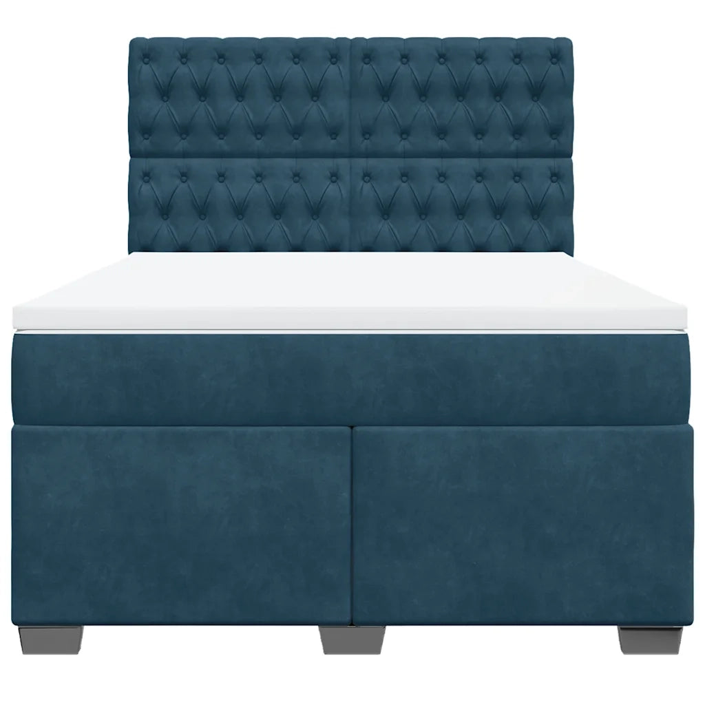 Giroletto a Molle con Materasso Blu 160x200 cm in Velluto