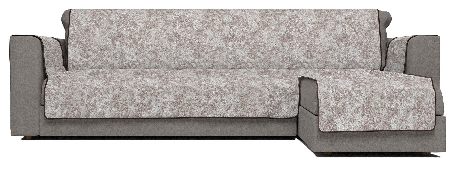 Copridivano con Penisola Destra Seduta 190 cm in Poliestere e Cotone Marrone