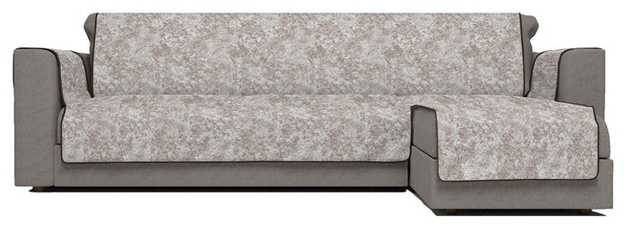 Copridivano con Penisola Destra Seduta 190 cm in Poliestere e Cotone Marrone