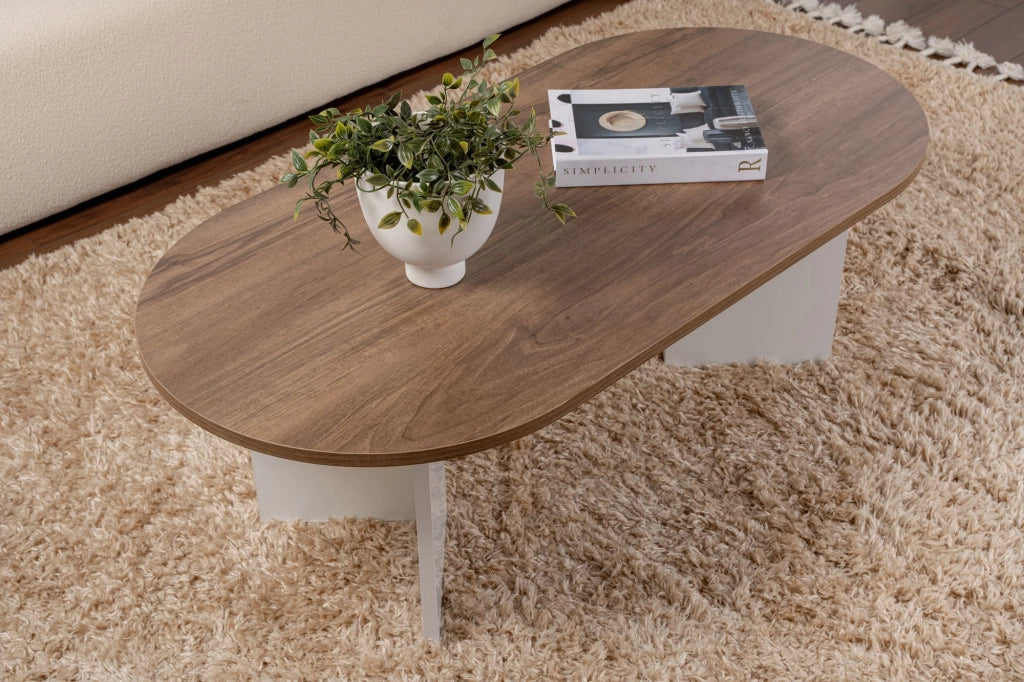 Tavolino da caffè in legno "Sabbia" - 60 x 119 x 40 cm - Noce Bianco