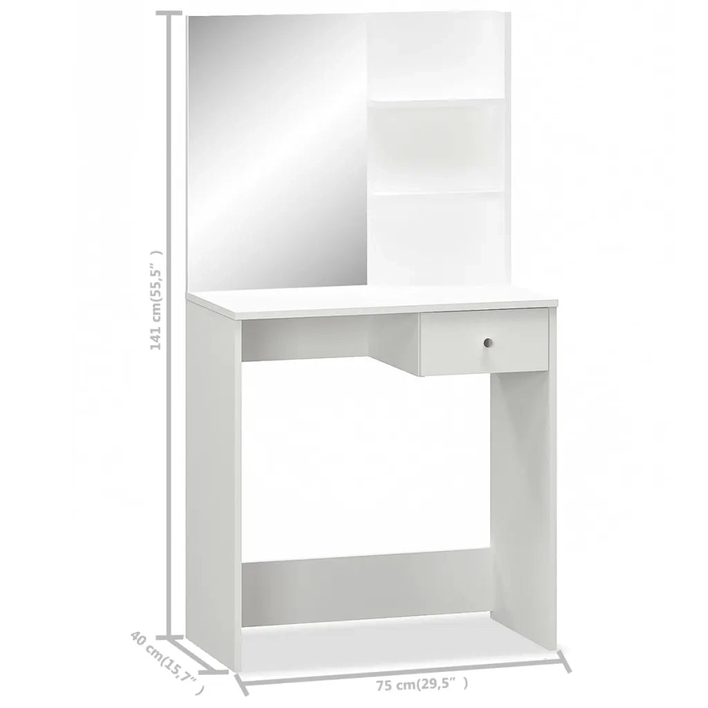 Toeletta in Legno Multistrato 75x40x141 cm Bianco 244861