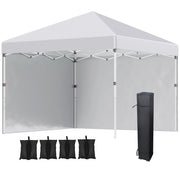 Tonnelle da giardino pop-up regolabile in altezza con protezione laterale ¨C zephmum ¨C 297x297x288 cm bianco
