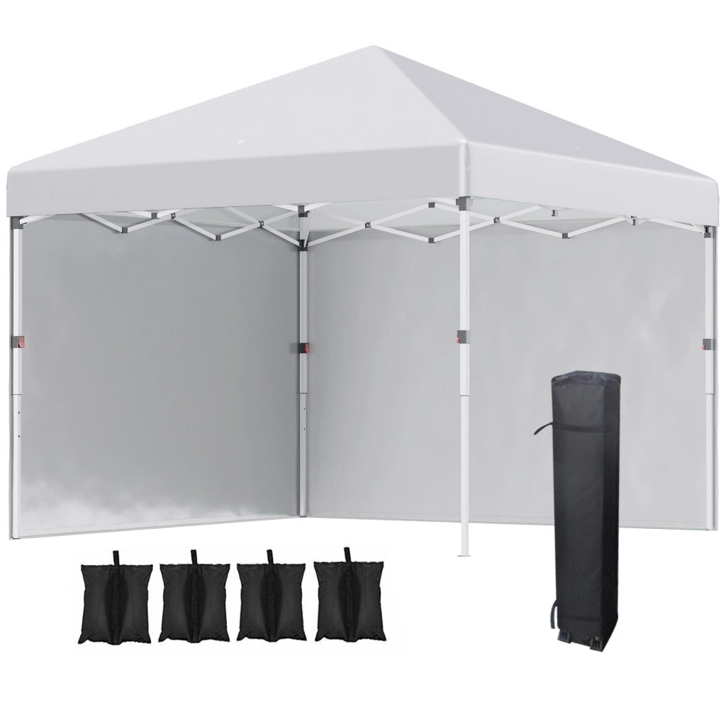 Tonnelle da giardino pop-up regolabile in altezza con protezione laterale ¨C zephmum ¨C 297x297x288 cm bianco