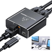 SPLITTER ETHERNET 1000MBPS RJ45 1X2 HUB RETE LAN GIGABIT COMPATIBILE CAT6 CAT7