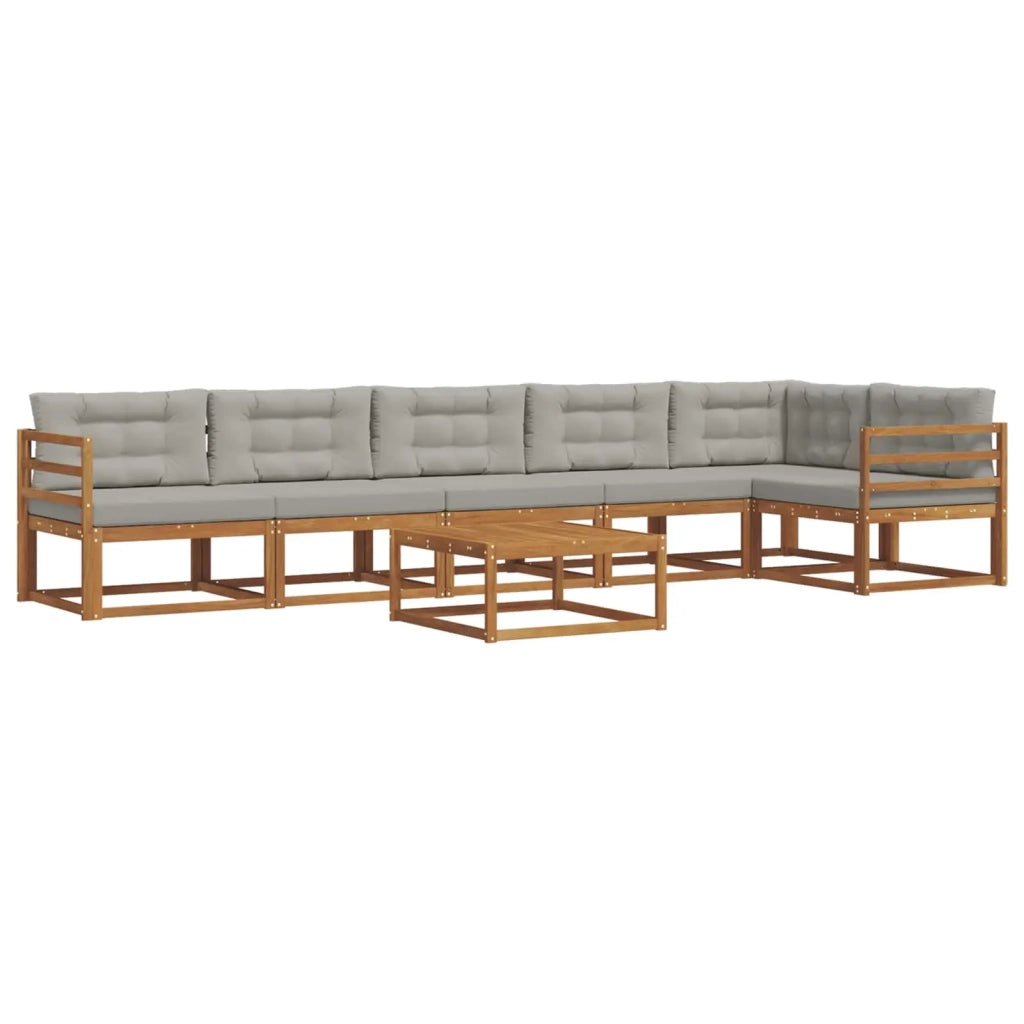 Set di divani da esterno 7 pcs Grigio Naturale e Chiaro 3367669