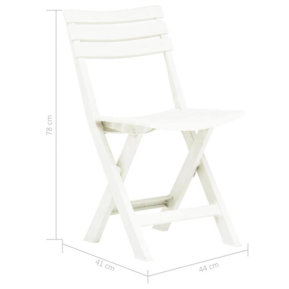 Folding Garden Chairs, 2 Pieces, Plastic, White