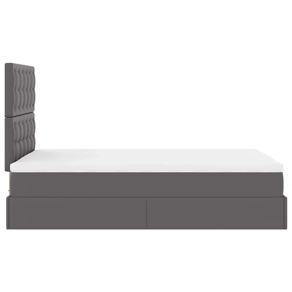 Struttura Letto Pouf con Materasso Grigio 120x190 cm Similpelle 3312994