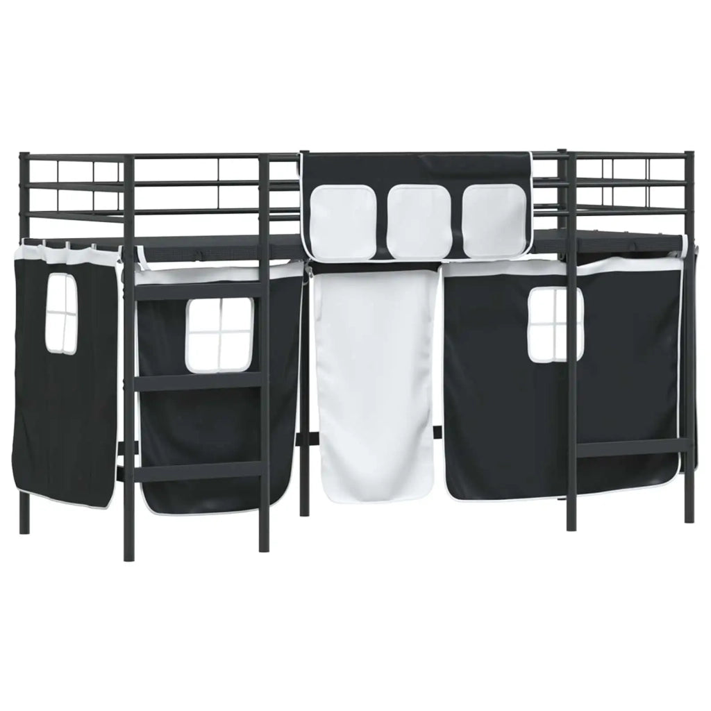 Struttura del Letto Loft per Bambini con Tendine-Giroletto per bambini Nero 633211