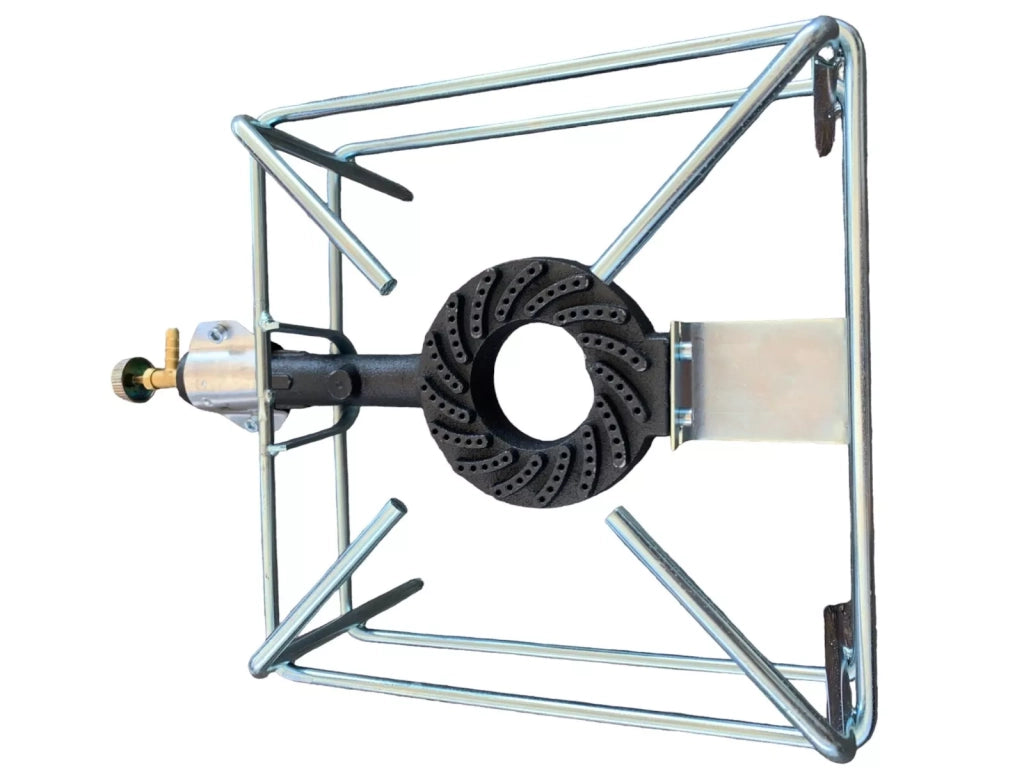 Fornellone a Gas GPL in Acciaio Cromato per Cucina, Campeggio, Giardino e Barbecue, Regolabile 40x40 cm