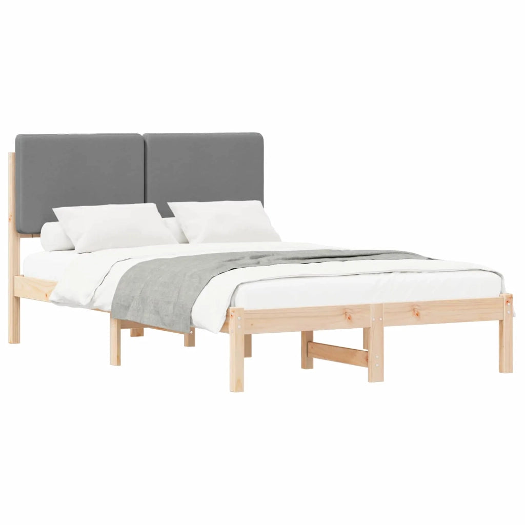 Letto con Testiera Rivestita Grigio chiaro 135 x 190 cm