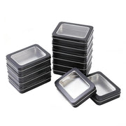 Scatola di archiviazione leggera - 12 pezzi - Scatole metalliche - Coperchio trasparente - Contenitore rettangolare - Progettata con cerniera - Ideale per hobby - Scatola di archiviazione metallica