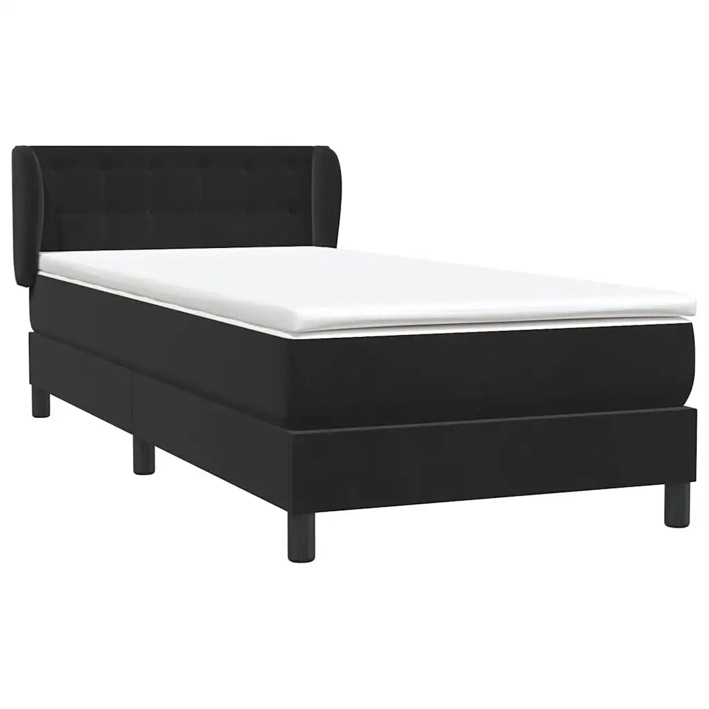 Giroletto a Molle con Materasso Nero 80x220 cm Velluto