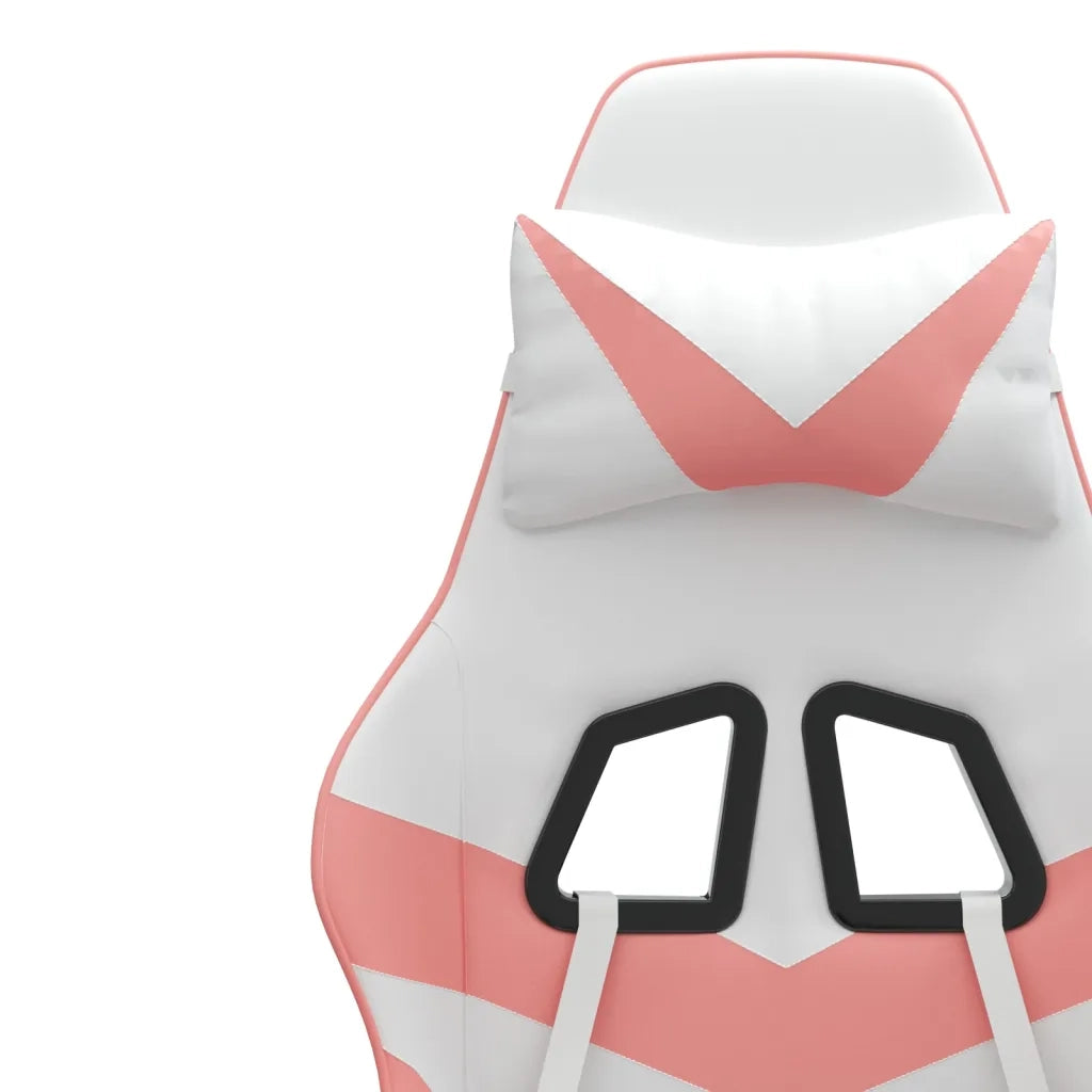 Sedia da Gaming Girevole Poggiapiedi Bianca e Rosa Similpelle 349564