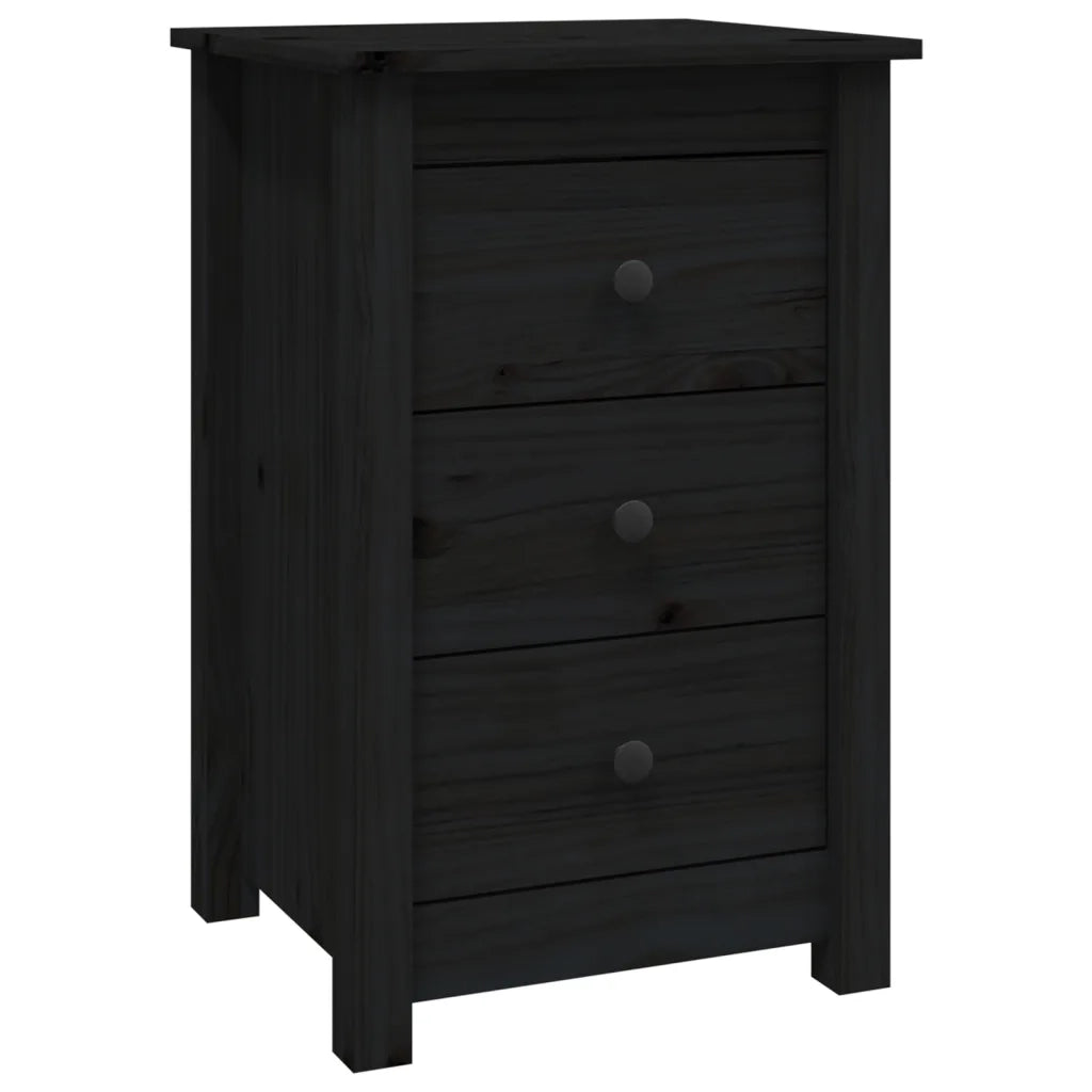 Comodini 2 pz-Set di 2 Tavolino da notte Nera 40x35x61,5 cm in Legno Massello di Pino 318817