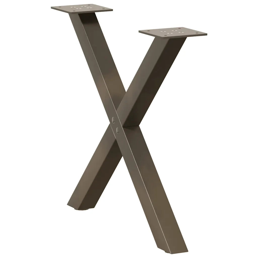Gambe per Tavolino da CaffÃ¨ a Forma di X 2 pz Acciaio Naturale 50x(42-43) cm Acciaio