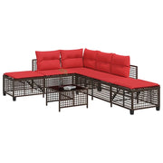 Set divano angolare da giardino a 3 pz con Cuscini in Polyrattan Marrone 365451