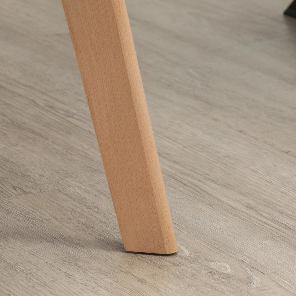 Set di 2 sedie da pranzo ergonomiche in poliestere nero, con braccioli allungati e gambe in legno, 54x57x80 cm