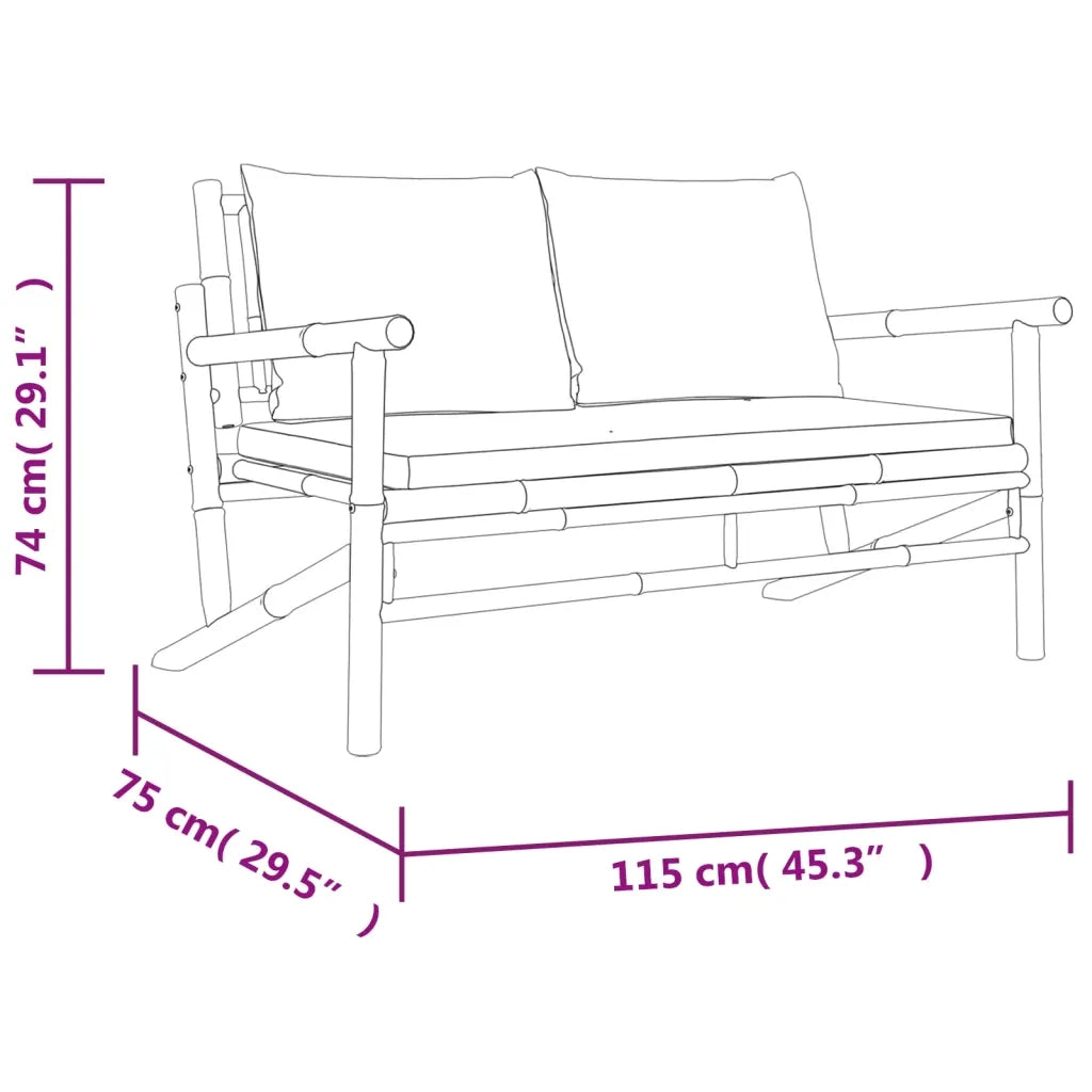 Set Salotto da Giardino 3pz con Cuscini Grigio Scuro Bambù 3156472