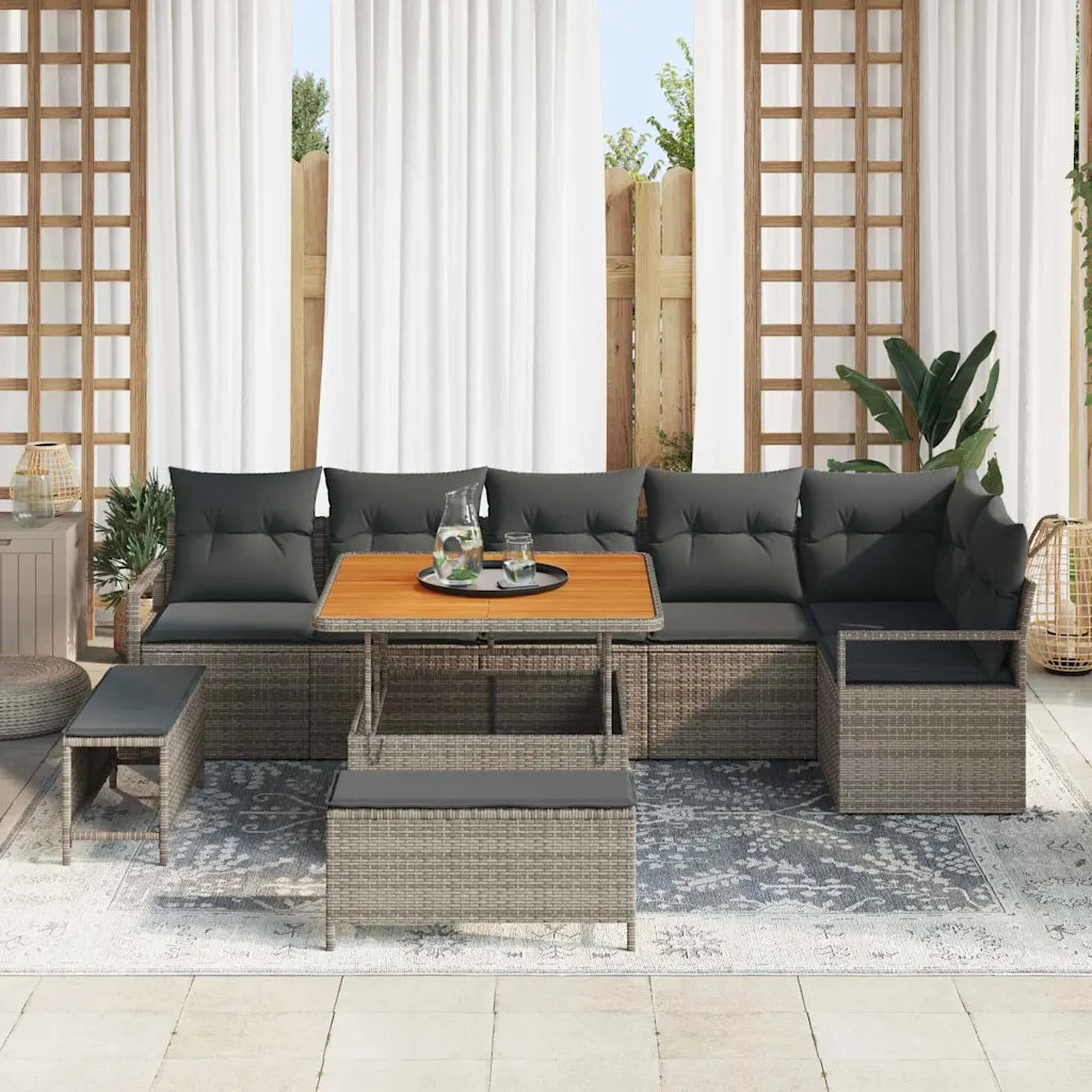 Set Divano da Giardino con cuscino 9 pcs Grigio 3364488