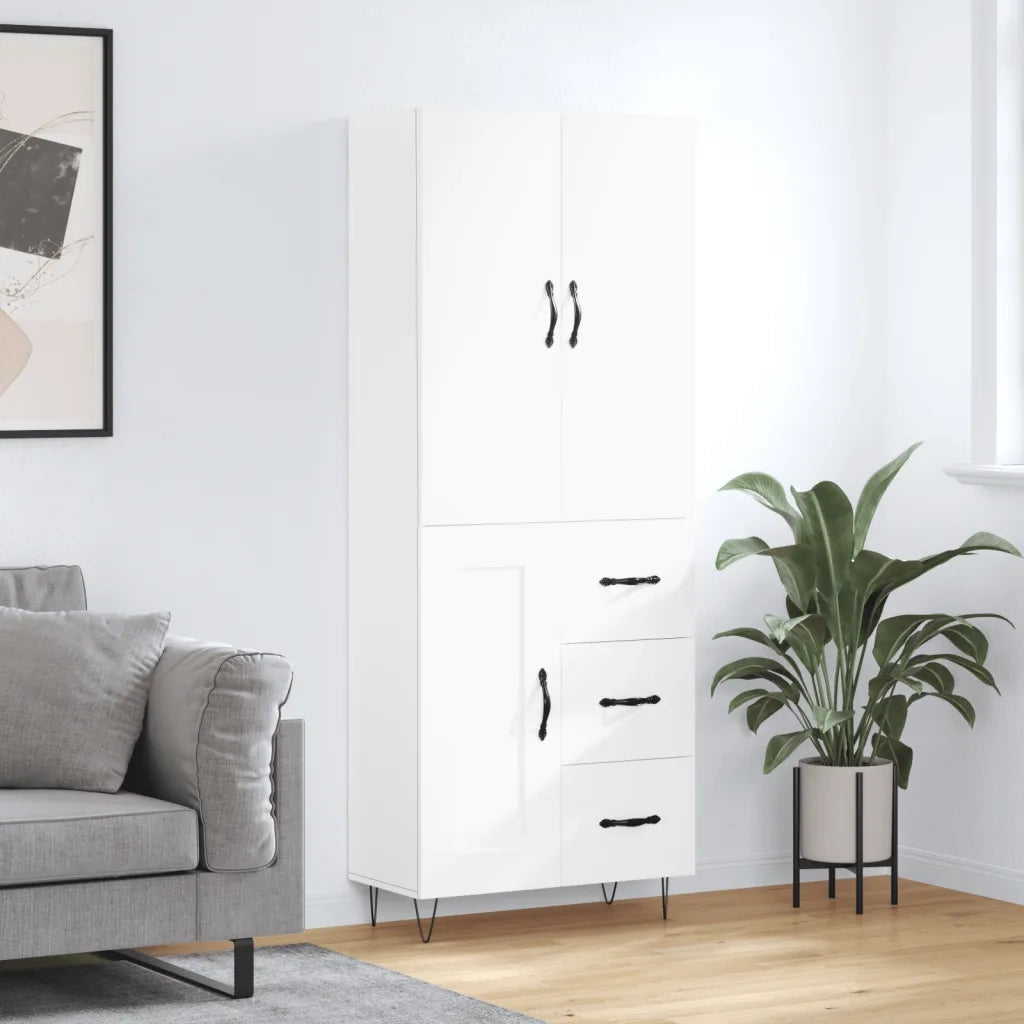Credenza | Madia | Buffet da pranzo | Armadio da pranzo Bianca 69,5x34x180 cm in Legno Multistrato