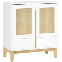 Credenza con 2 porte, 2 cassetti e ripiano regolabile, 80 x 40 x 86 cm, Bianco e rovere