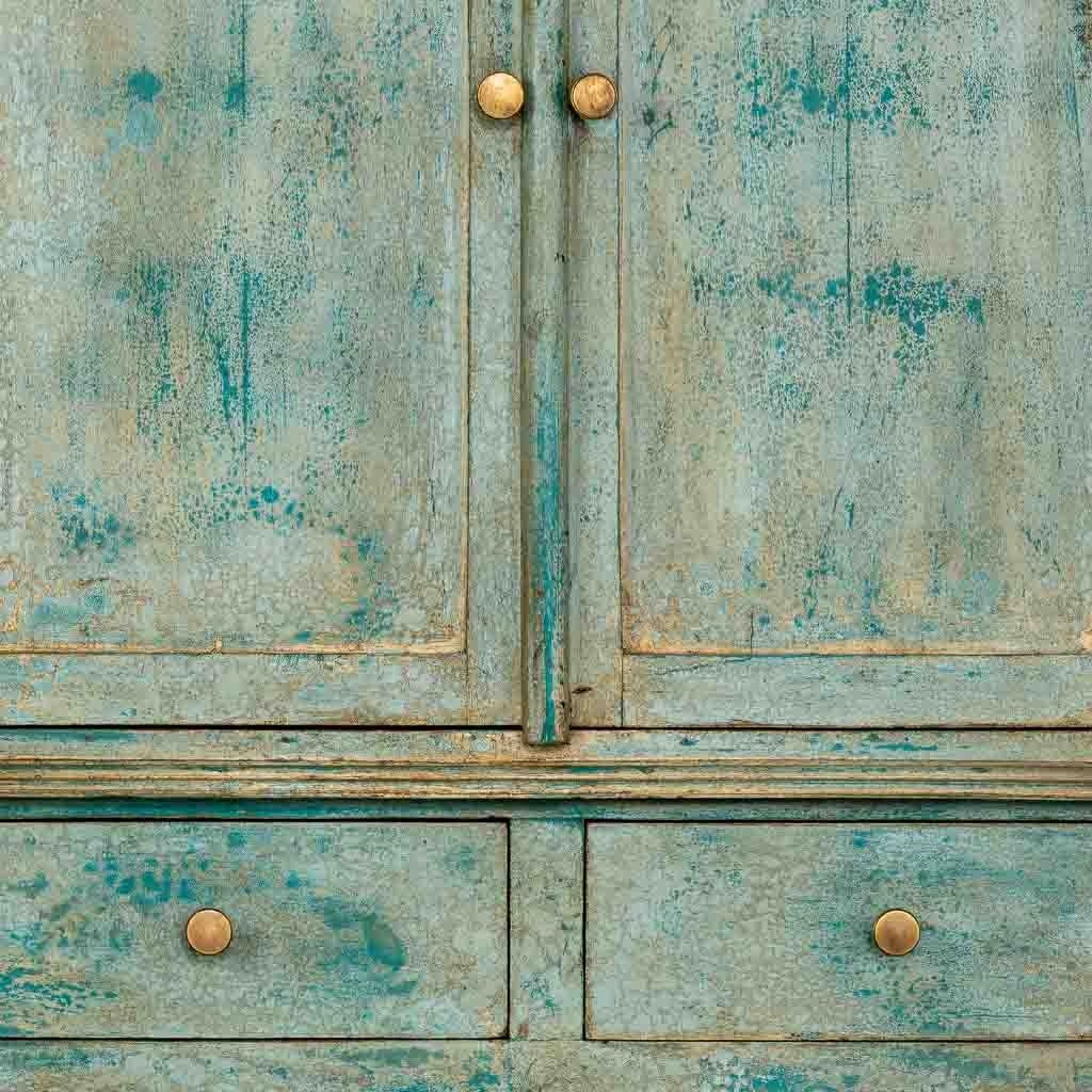 Armadio artigianale in legno turchese 85x40x180h cm