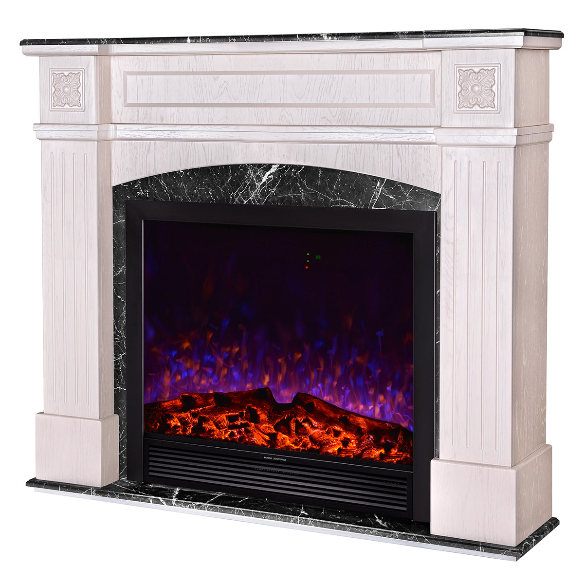 Camino Elettrico da Pavimento 136,5x157x32 cm Effetto Fiamma 1500W Josefina maxi & Maximus Ivory/dark gray