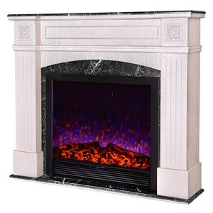 Camino Elettrico da Pavimento 136,5x157x32 cm Effetto Fiamma 1500W Josefina maxi & Maximus Ivory/dark gray