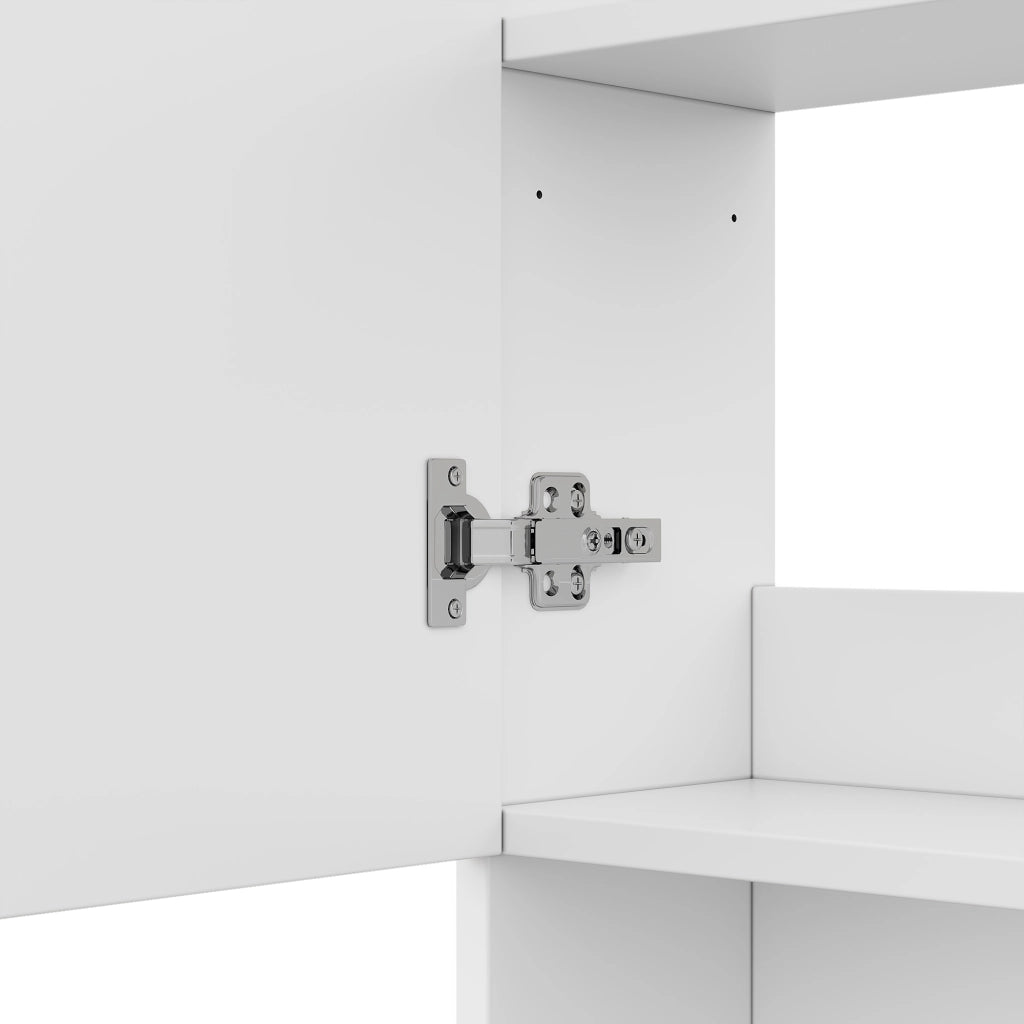 Mobile con specchio con 2 ante; 3 vani; LED e funzione antiappannamento per bagno; in MDF e vetro; bianco; 80×17×70 cm