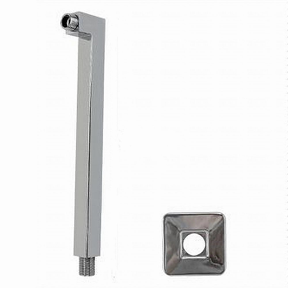 Trade Shop - Braccio Doccia In Ottone Cromato Quadrato Per Soffione Con Rosone 30 Cm 59492 -