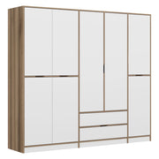 Armadio Camera da Letto Sarcedo, Guardaroba Grande 2 Cassetti, 232x208h cm Bianco