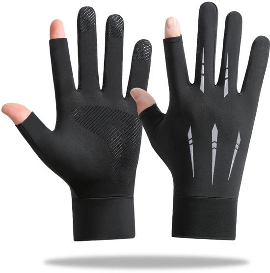 Sporthandschoenen daunanti UV per attività all'aperto, design senza dita, adatto per ciclismo, pesca, jogging, comodo, shockassorbente e antitranspirante, per adulti (grigio)