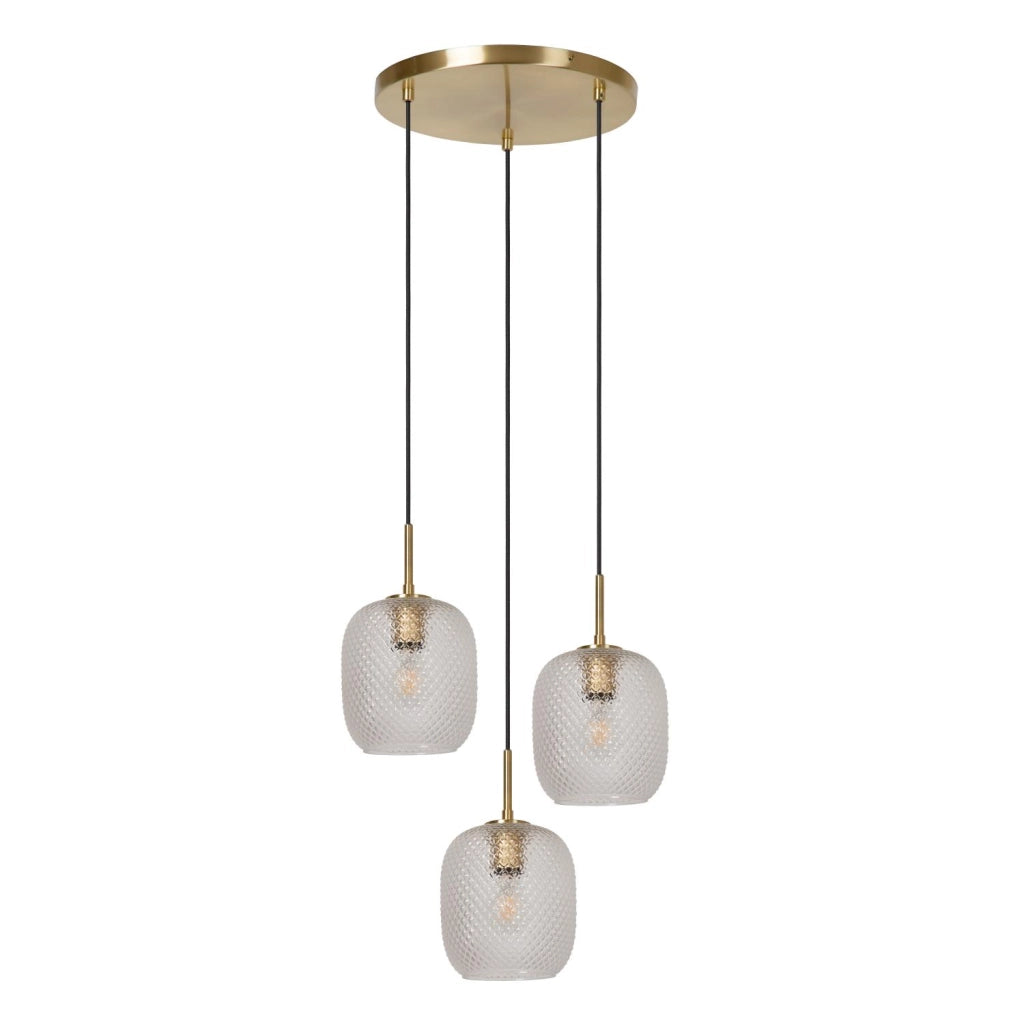 Lampada sospesa retro ALICENT 3 luci oro vetro Lucide