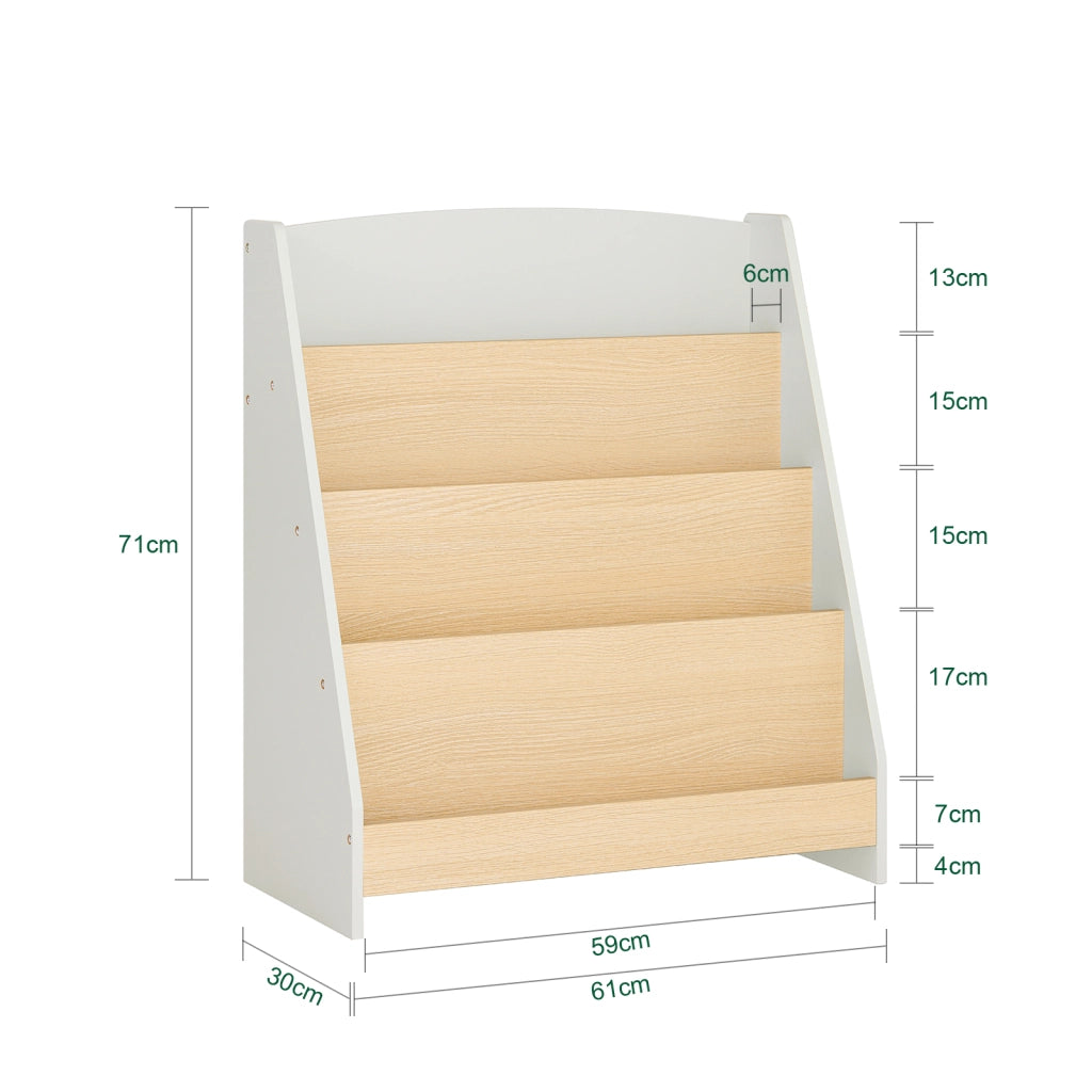 SoBuy Libreria per Bambini Scaffale a Scala Scaffale Portaoggetti Libreria a Scala Grigio-Naturale 61x30x71cm KMB106-HG
