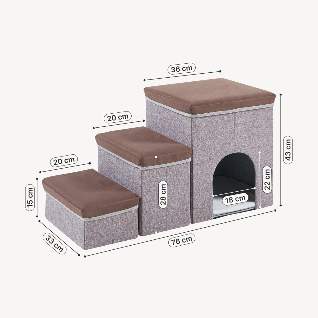 Scala per Cani e Gatti Vojens 3 Gradini con Porticina [en.casa]
