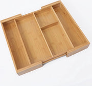 Organizzatore per posate in alluminio 3 Vaks -> Uitschuifbaar fino a 5 Vaks - Organizzatore per posate in legno di bambù - 43,5 x 36 x 6 cm