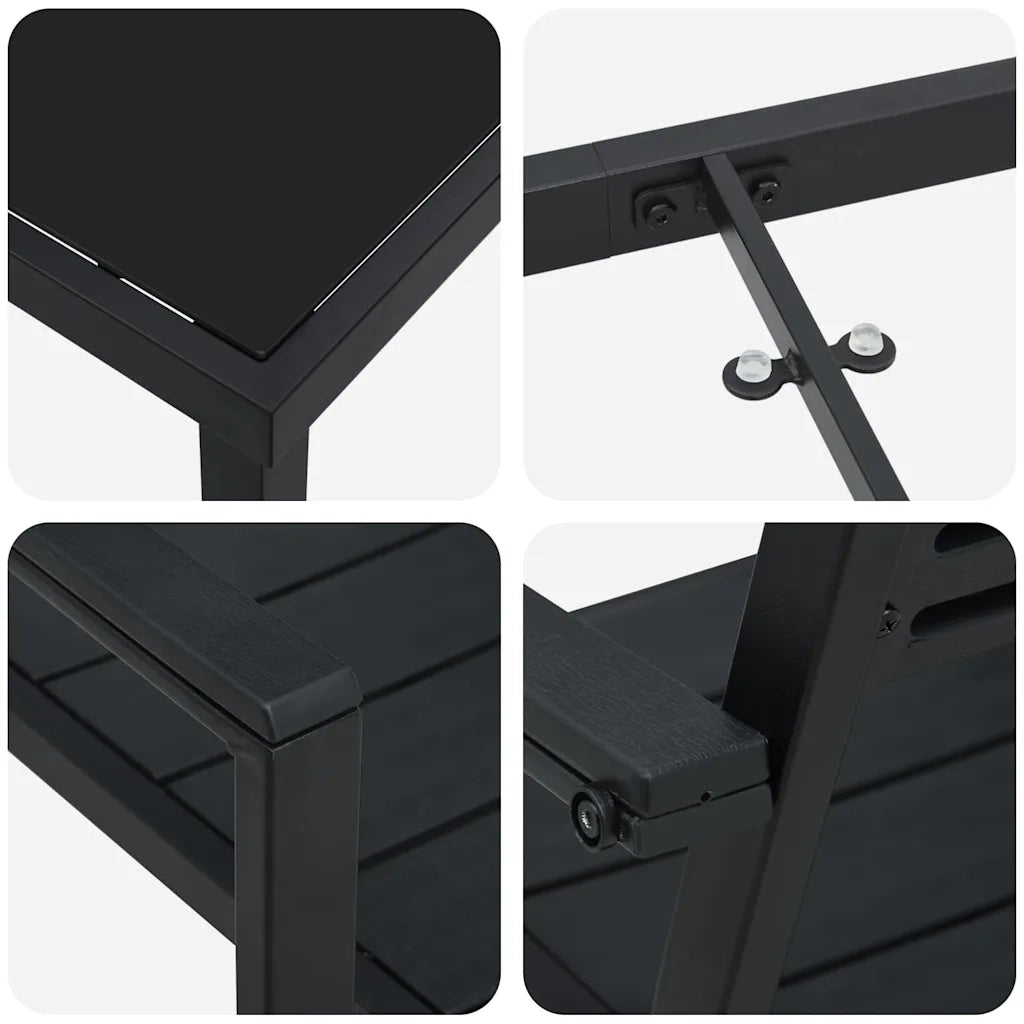 Set da Pranzo per Giardino 7 pcs Nero 3379147