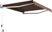 Tenda da Sole per Esterno Avvolgibile, Tenda da Sole a Bracci Estensibili con Telaio in Alluminio e Tettuccio Resistente al Sole e Impermeabile e Manovella (Marrone, 295 x 250 cm)