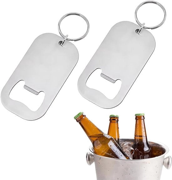 Due pezzi di apripetali in acciaio inossidabile - porta chiavi - apripetali per birra - bar - cucina - ristorante - regalo per gli appassionati di birra