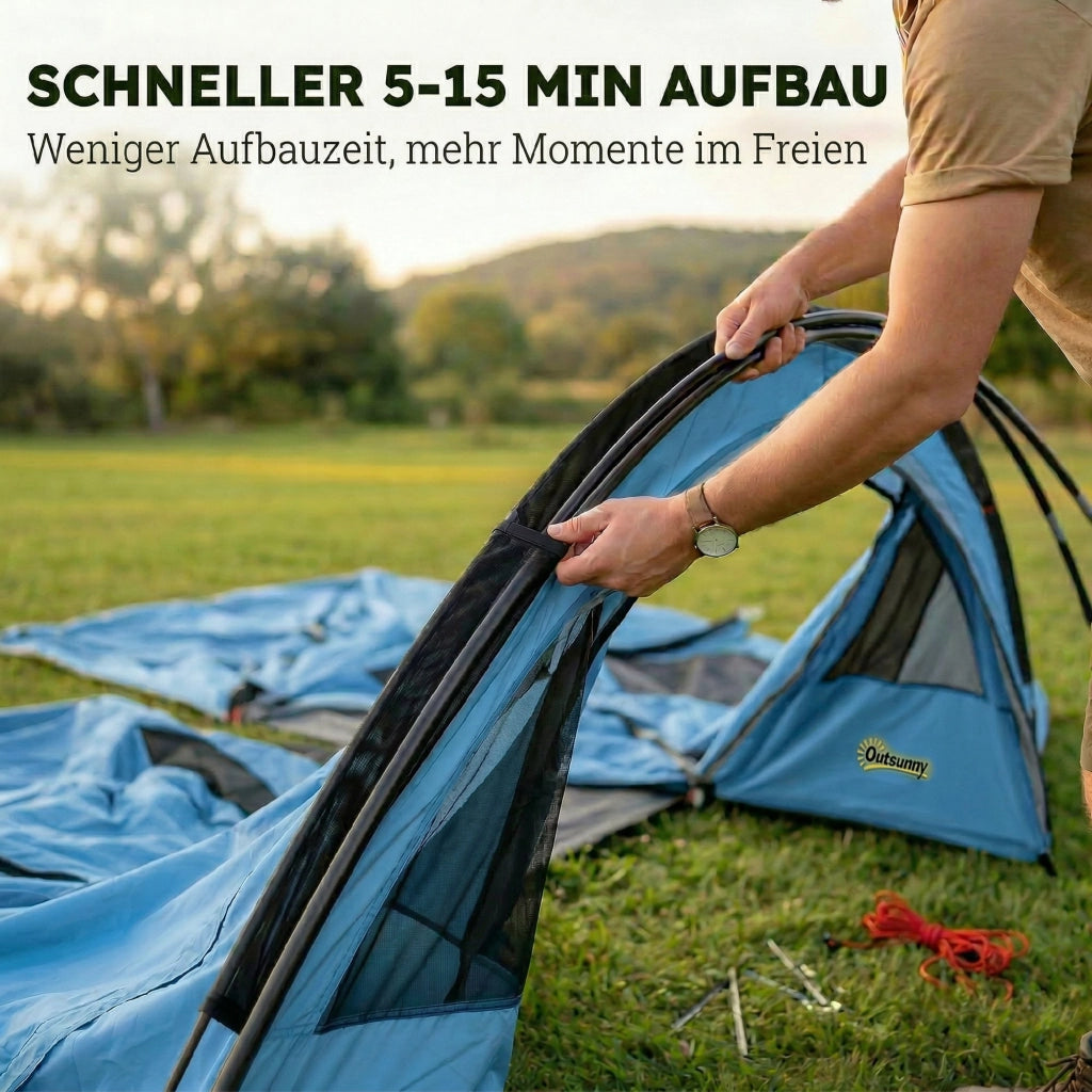 Tenda Tunnel 4 Persone con Cabina ¨C zephmum ¨C Grigio Verde Marrone 300x300x200 cm
