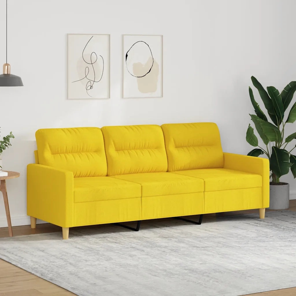 Divano a 3 Posti Giallo Chiaro 180 cm in Tessuto 359248