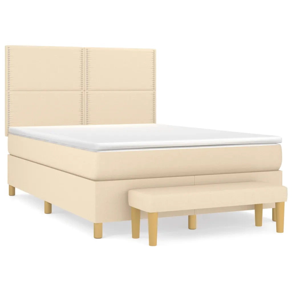 Giroletto a Molle con Materasso Crema 140x19 cm in Tessuto 3137074