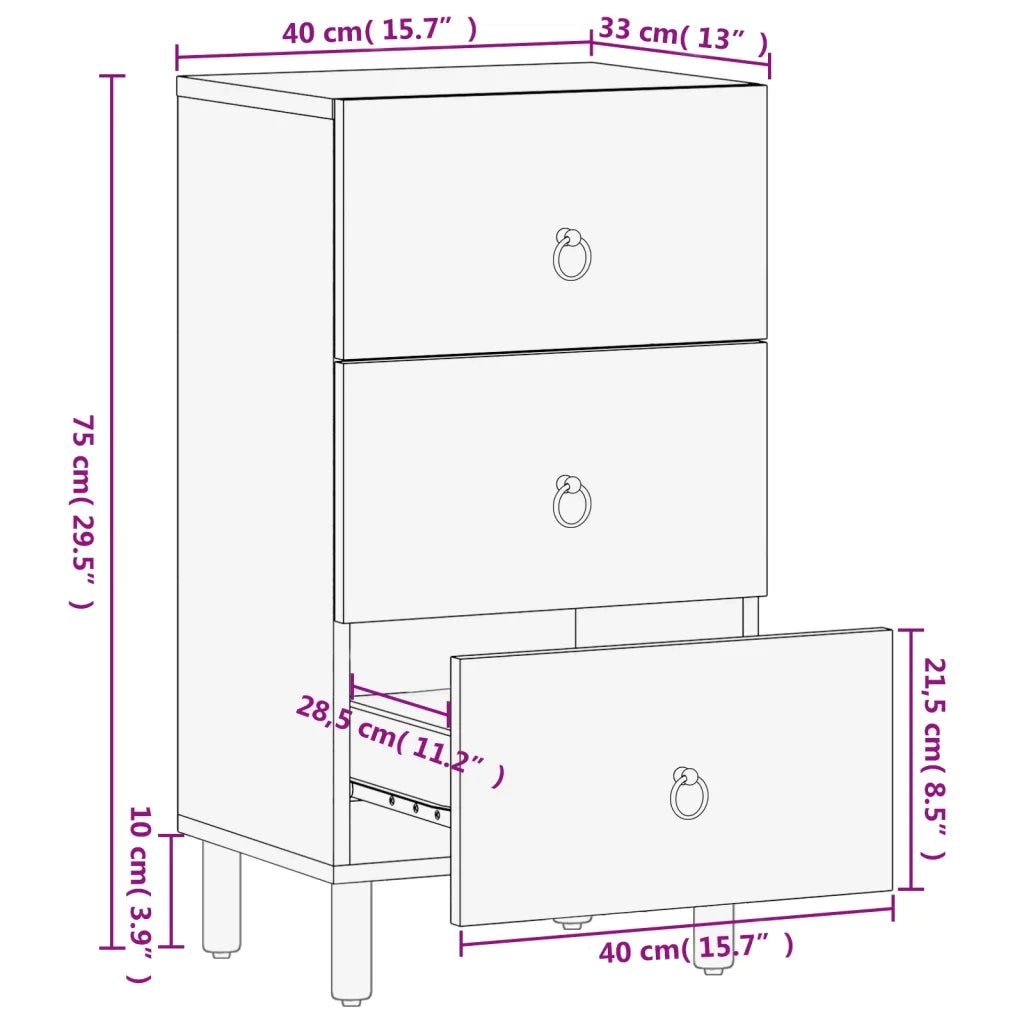 Credenza-Buffet-Armadio da cucina 40x33x75 cm in Legno Massello di Mango 633322