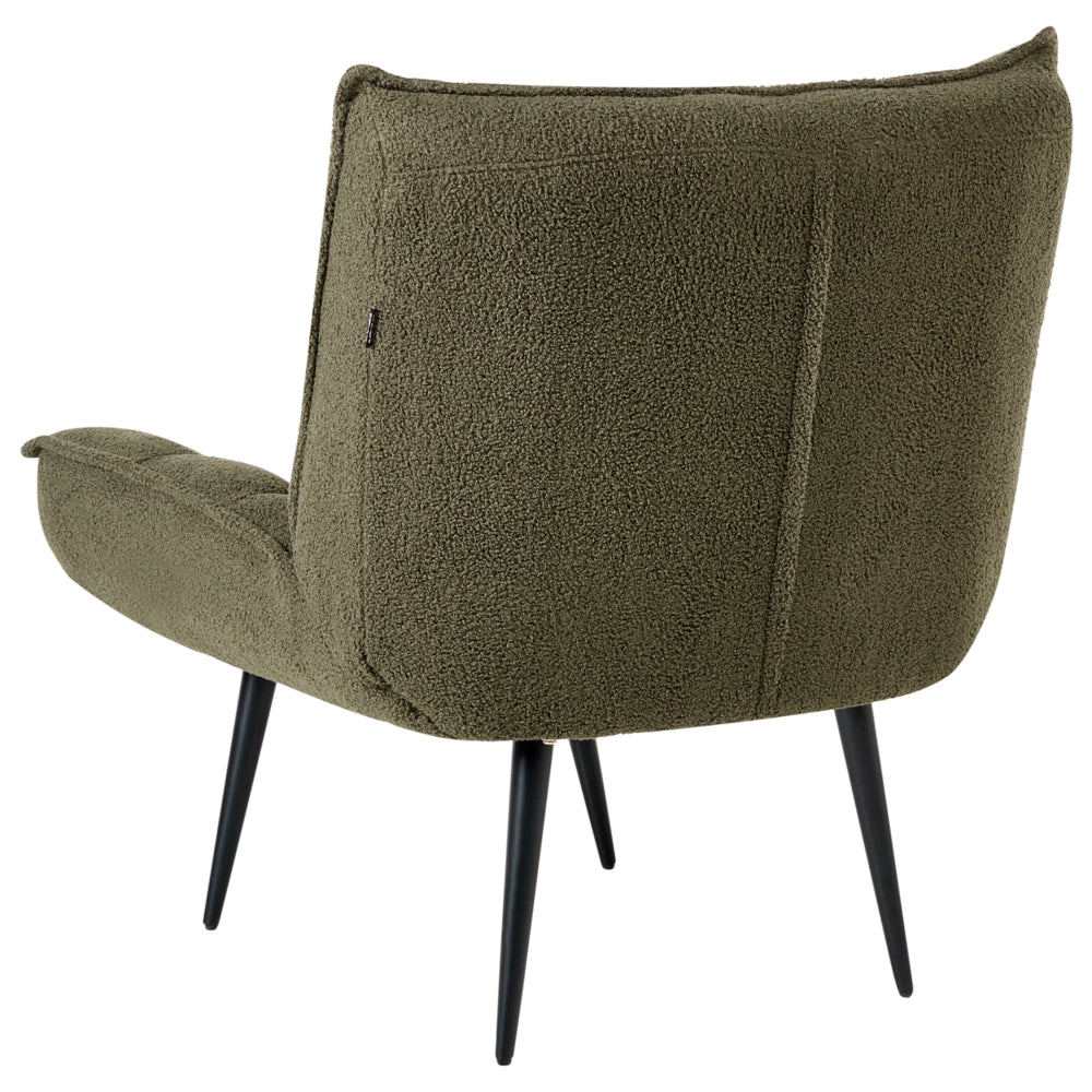 Poltrona Verde scuro Boucle Senza Braccioli Metallo Ferro Gambe Nere Soggiorno Camera da letto Moderno
