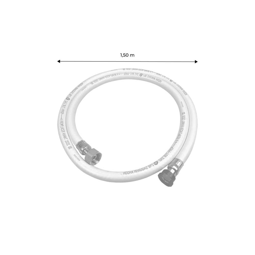 Tubo flessibile per gas certificato nf g1/2, 1,5m, grigio