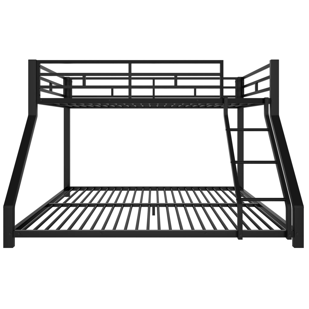 Letto a castello in metallo con scala e sponde 90x200 / 140x200 cm nero