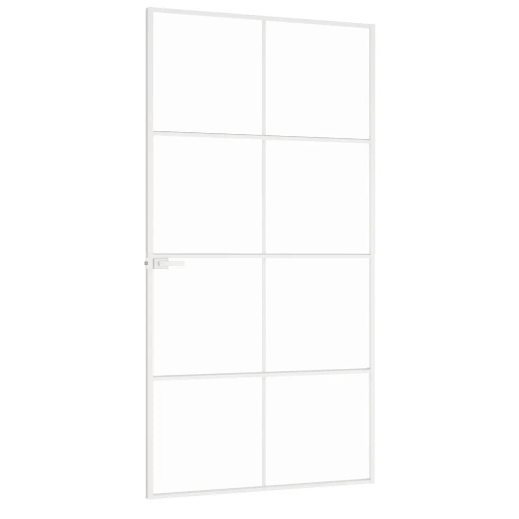 Porta Interna Bianca 102x201,5cm Vetro Temperato Alluminio Slim 153673
